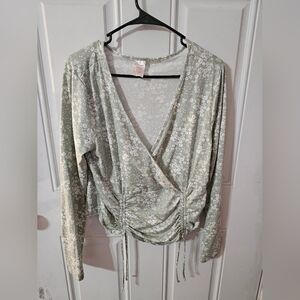 Floral Wrap Top in Light Green